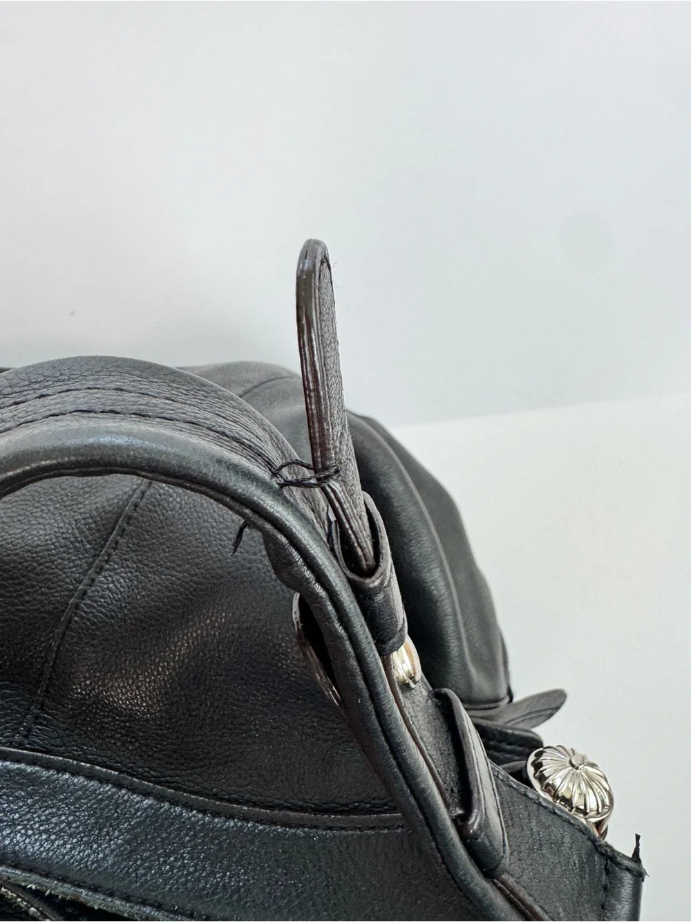 B. Makowsky Black Leather Hobo Handbag Silver Tone Hardware